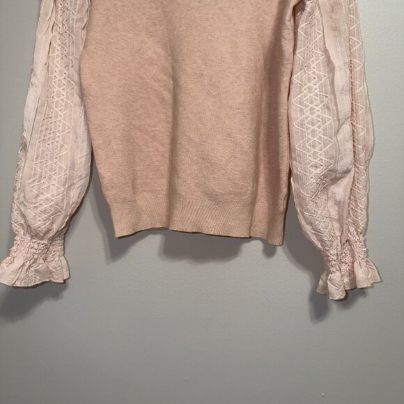 Fate Lace Sleeve Sweater Size S Blush Knit Romantic Top - Picture 4 of 7